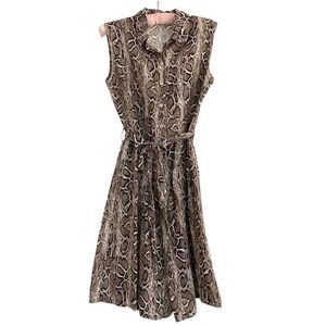 Laura Bianchi Linen Snakeskin Sleeveless Shirtdress Small Made in Italy